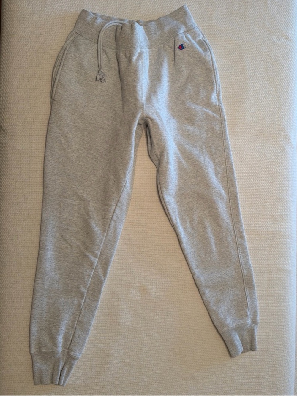 Champion Light Gray women’s Jogger Sweatpants with Small Logo